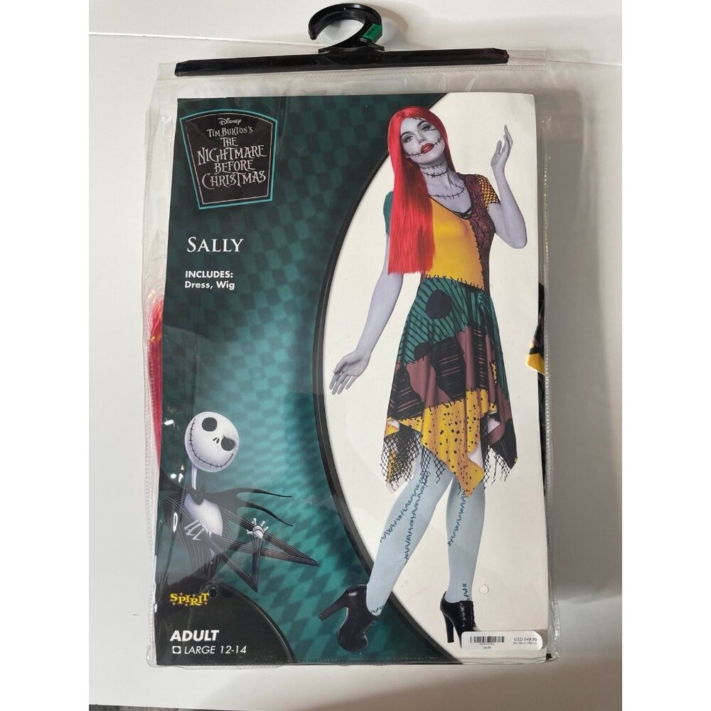 Disney Sally Nightmare Before Christmas Costume Dress, Tights & Wig Adult L
